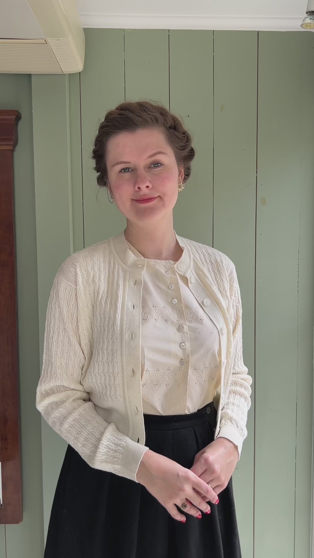 1950'er vintage style cardigan - råhvid - Agnes
