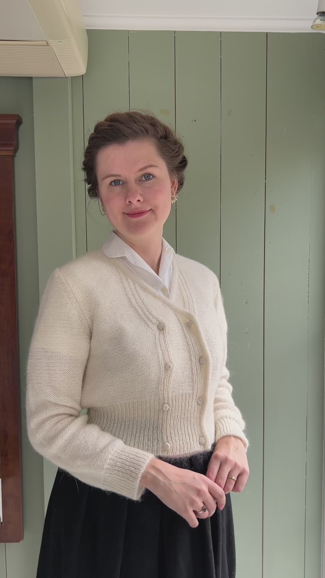 1940’er / 1950’er vintage style mohair cardigan - Råhvid - Kirsten