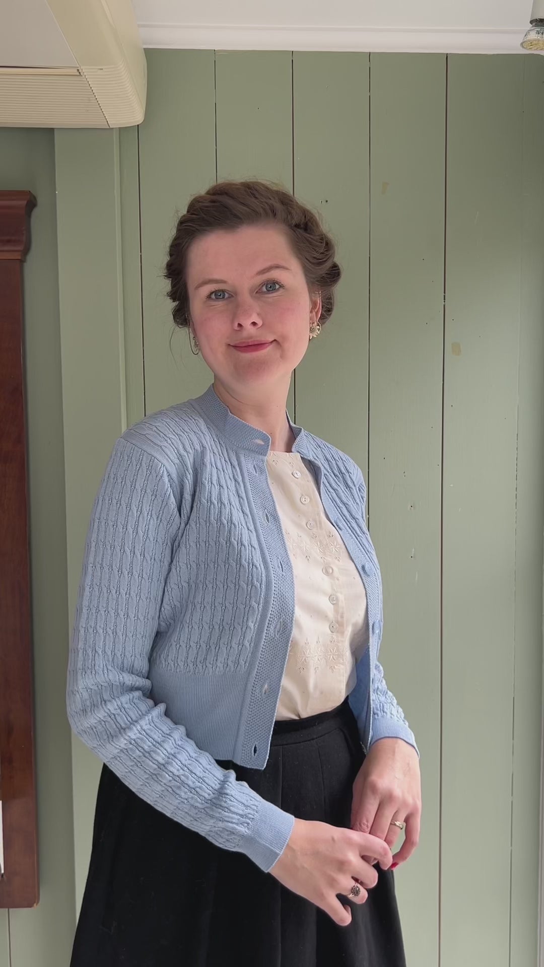 1950'er vintage style cardigan - Lyseblå - Agnes