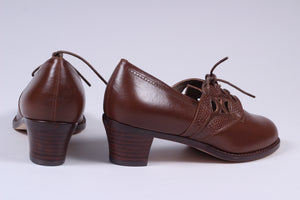 1930'er / 1940'er vintage style spadserer snøresko - nougat brun - Emily