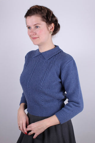 1940’er / 1950’er vintage style pullover - blå - Gertrud