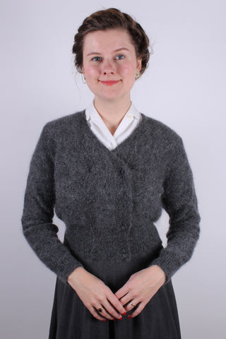 1940’er / 1950’er vintage style mohair cardigan - Mørkegrå - Kirsten