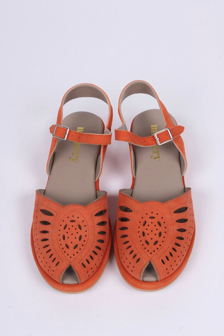 Bløde 1940'er / 1950'er inspirerede sandaler - Abrikos - Ella