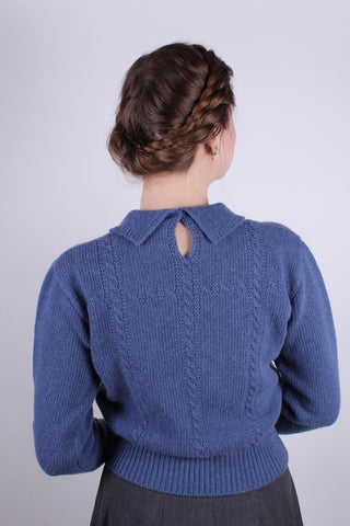 1940’er / 1950’er vintage style pullover - blå - Gertrud