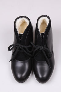 1940er style ankelstøvle med foer af uld - Sort - Lillie