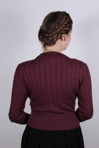 1940'er / 1950'er vintage style cardigan - Plum- Joanne