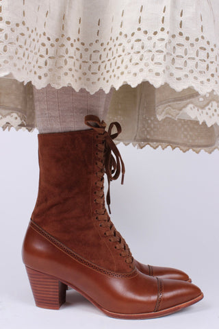 1900s Edwardian Style Boots - Brown - Victoria - memery