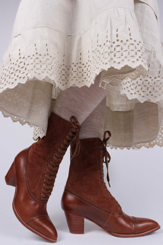 1900s Edwardian Style Boots - Brown - Victoria - memery