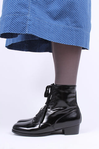 1910s / 1920s style everyday leather boot - Black - Britta - memery