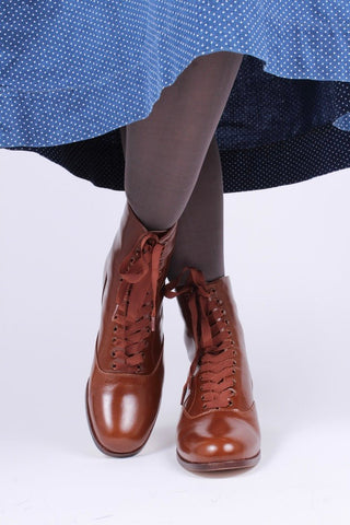 1910s / 1920s style everyday leather boot - Brown - Britta - memery