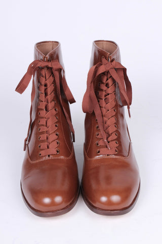 1910s / 1920s style everyday leather boot - Brown - Britta - memery