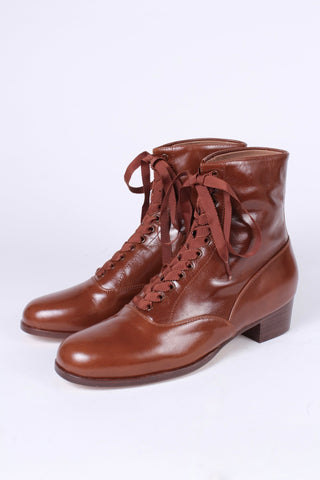 1910s / 1920s style everyday leather boot - Brown - Britta - memery