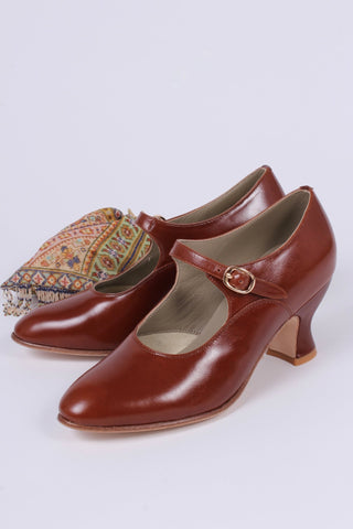 1920's Mary Jane shoes - Cognac brown - Yvonne - memery