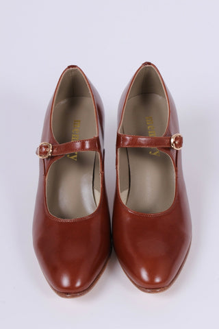 1920's Mary Jane shoes - Cognac brown - Yvonne - memery