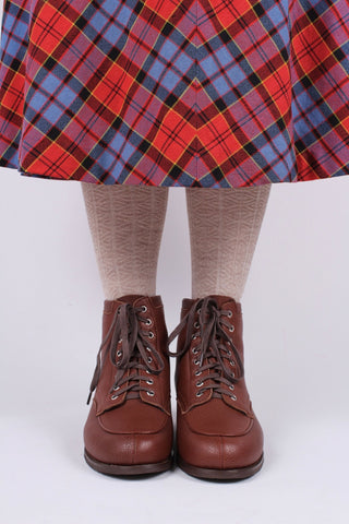 1930s and 1940s winter snow boots with Fur lining - Brown - Rita - memery