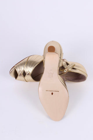1930s evening shoes with peep toe - gold - Susan - memery