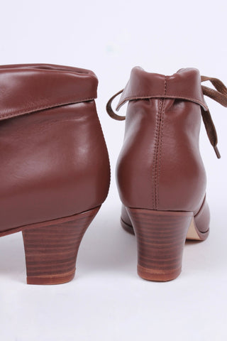 1930s style leather lace - up ankle boot - Brown - Betty - memery