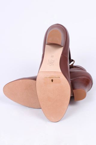 1930s style leather lace - up ankle boot - Brown - Betty - memery