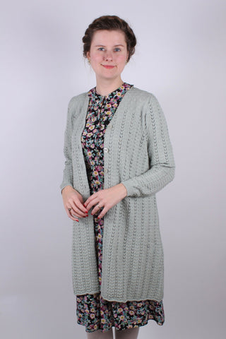 1930s style long cardigan / swagger jacket - Apple green - Isabel - memery