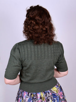 1940s / 1950s style short - sleeved pullover - Green - Sally - memery