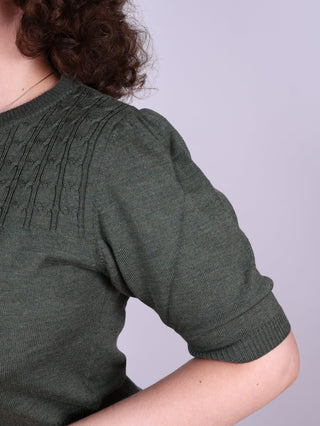 1940s / 1950s style short - sleeved pullover - Green - Sally - memery