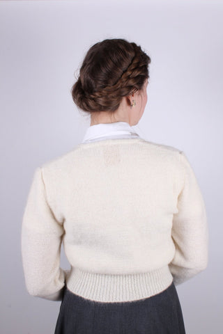 1940s / 1950s vintage style mohair cardigan - Cream - Kirsten - memery