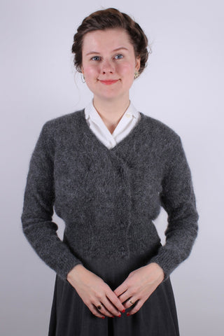 1940s / 1950s vintage style mohair cardigan - Dark grey - Kirsten - memery