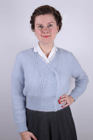 1940s / 1950s vintage style mohair cardigan - Dusty light blue - Kirsten - memery