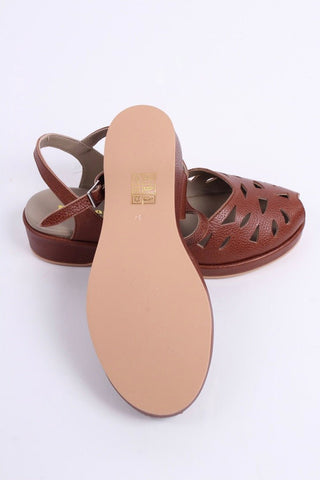 1940s / 50s summer wedge sandals - Brown - Sidse - memery