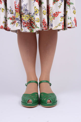 1940s / 50s summer wedge sandals - Green - Sidse - memery