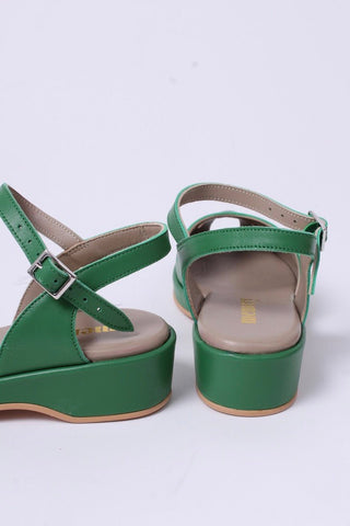 1940s / 50s summer wedge sandals - Green - Sidse - memery