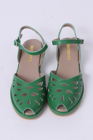 1940s / 50s summer wedge sandals - Green - Sidse - memery