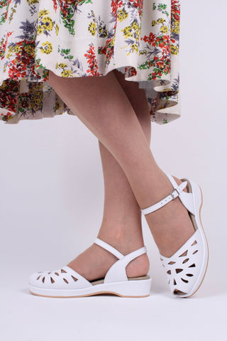 1940s / 50s summer wedge sandals - White - Sidse - memery
