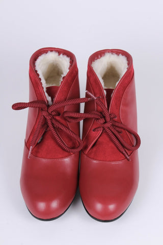 1940s / early 1950s winter ankle boots - Red - Lillie - memery