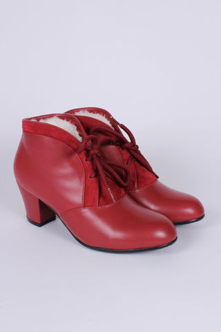 1940s / early 1950s winter ankle boots - Red - Lillie - memery