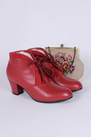 1940s / early 1950s winter ankle boots - Red - Lillie - memery