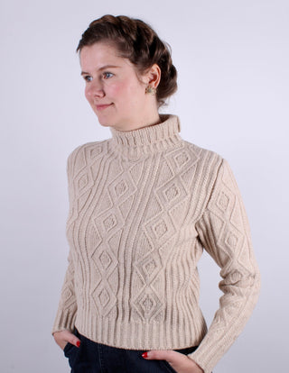 1940s style turtleneck pullover - Cream - Inger - memery