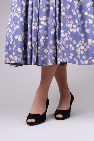 1940s suede high heel with peep toe - Black - Margaret - memery