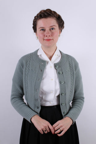 1940s vintage style cardigan - Merino - Dusty mint green - Vera - memery