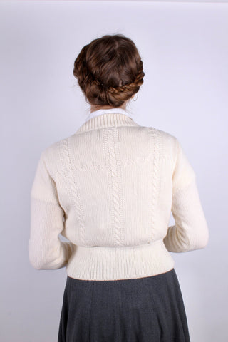 1940s vintage style cardigan - Off White - Vera - memery