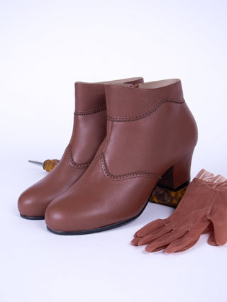 1940s Winter Ankle Boots – Brown – Marion - memery