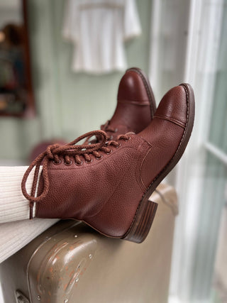 1940s Women's Military Boots - Brown - Robbie - memery