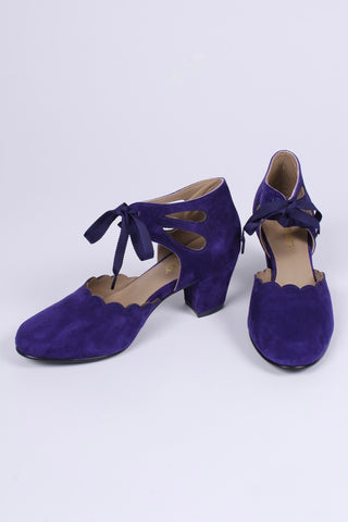 1940'er vintage style pumps i ruskind - Lilla - Alma