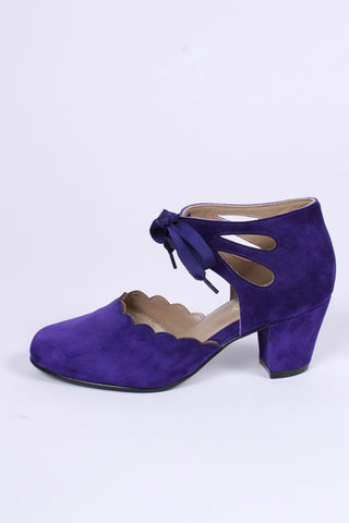 1940'er vintage style pumps i ruskind - Lilla - Alma