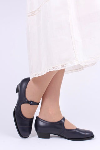 1920'er sko med knap- Navy - Ruby