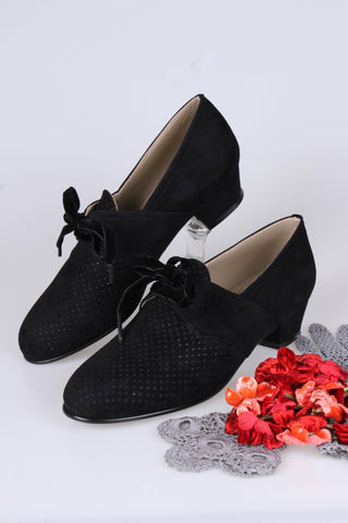 40s Derby shoes - Low heel - black - Esther - memery