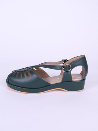 1940'er wedge sandaler - Mørkegrøn - Katharine