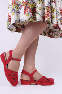 Bløde 1940'er / 1950'er inspirerede sandaler - Rød - Ella