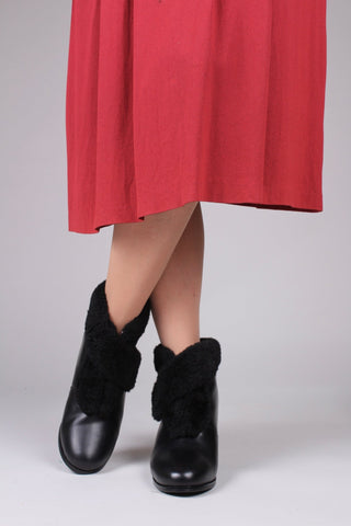 50s style pump booties with wool - Black - Maria - memery