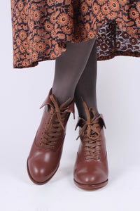 Elegant 1930'er vintage style ankelstøvle  - Brun - Betty
